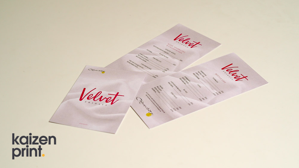 Leaflet Printing & Design - Varying Sized Leaflet Printing - Velvet - Belfast Printing - Kaizen Print