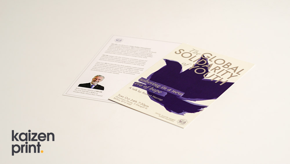 Leaflet Printing & Design - A5 Leaflets - Global Solidarity of Youth - Belfast Printing - Kaizen Print