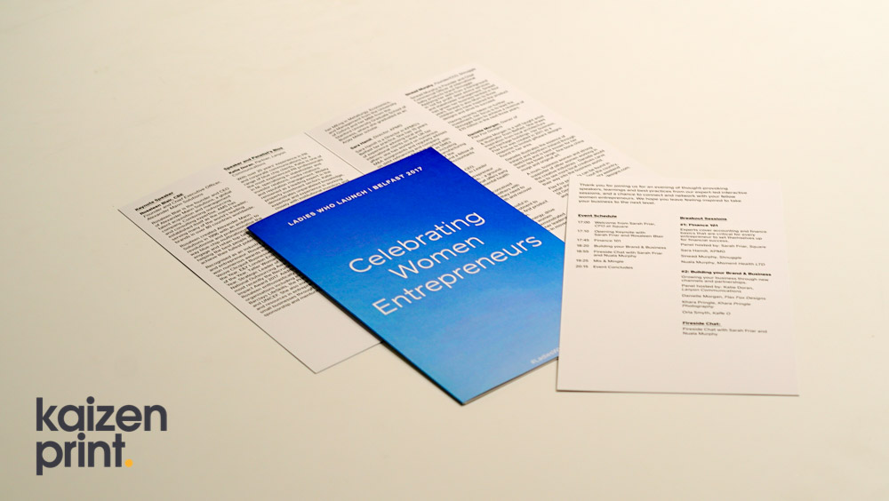 Leaflet Printing & Design - Bi-Fold Leaflets - Celebrating Women Entrepreneurs - Belfast Printing - Kaizen Print