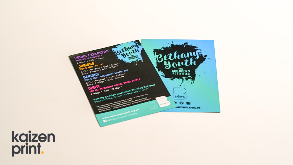Leaflet Printing & Design - A5 Leaflet Printing - Bethany Youth - Belfast Printing - Kaizen Print