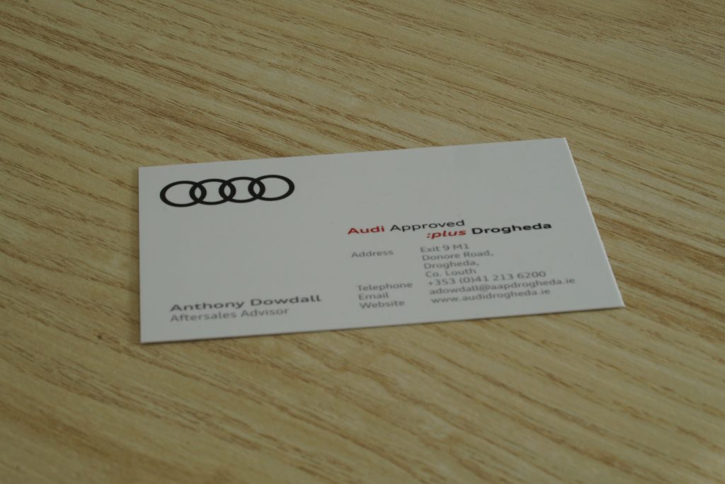 Standard Business Card Printing - Audi Business Card - Kaizen Print - Business Card Printing Belfast