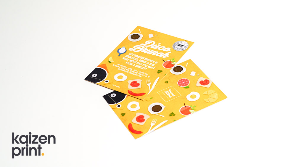 Leaflet Printing & Design - A5 Leaflets - Disco Brunch - Belfast Printing - Kaizen Print