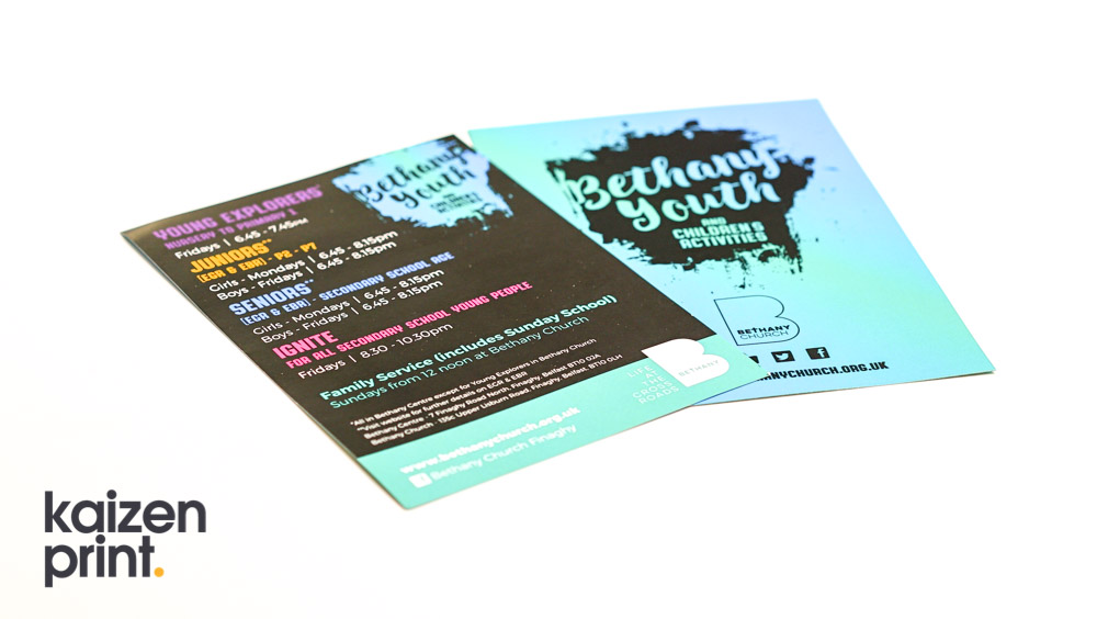 Leaflet Printing & Design - A5 Leaflet Printing - Bethany Youth -Belfast Printing - Kaizen Print