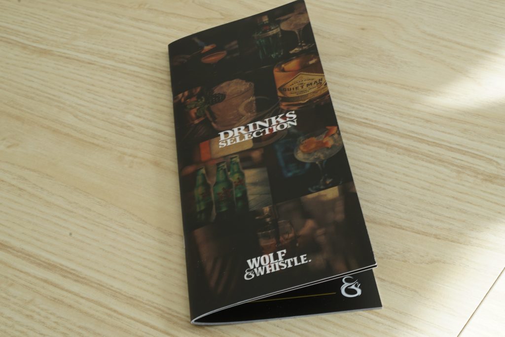 Wolf & Whistle Drinks Menu - Menu Printing - Kaizen Print - Belfast Printing