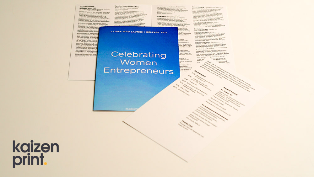Booklet Printing - A4 Booklet Printing - Celebrating Women Entrepreneurs - Belfast Printing - Kaizen Print