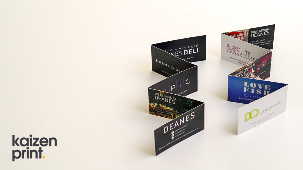 Business Cards Printing & Design - Folded Business Cards - Bespoke Business Cards - Deanes Deli - Belfast Printing - Kaizen Print