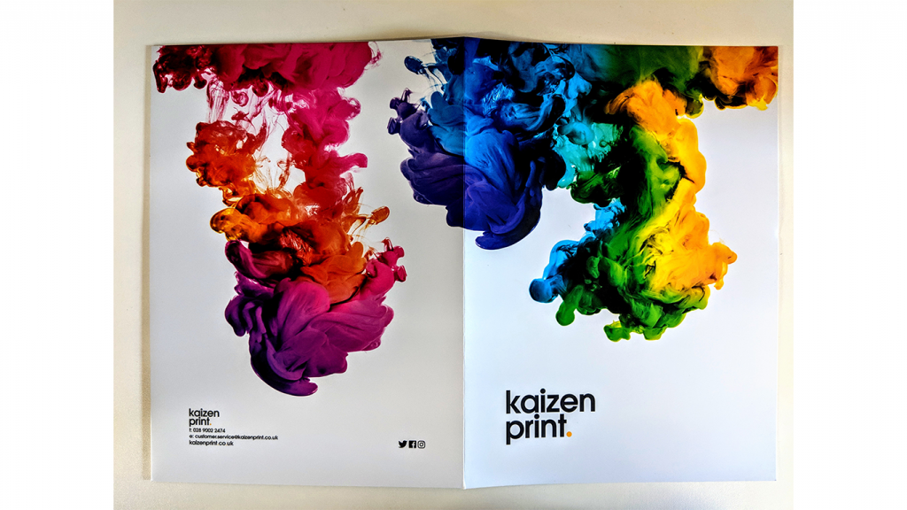 The front of a Kaizen Print Presentation Folder
