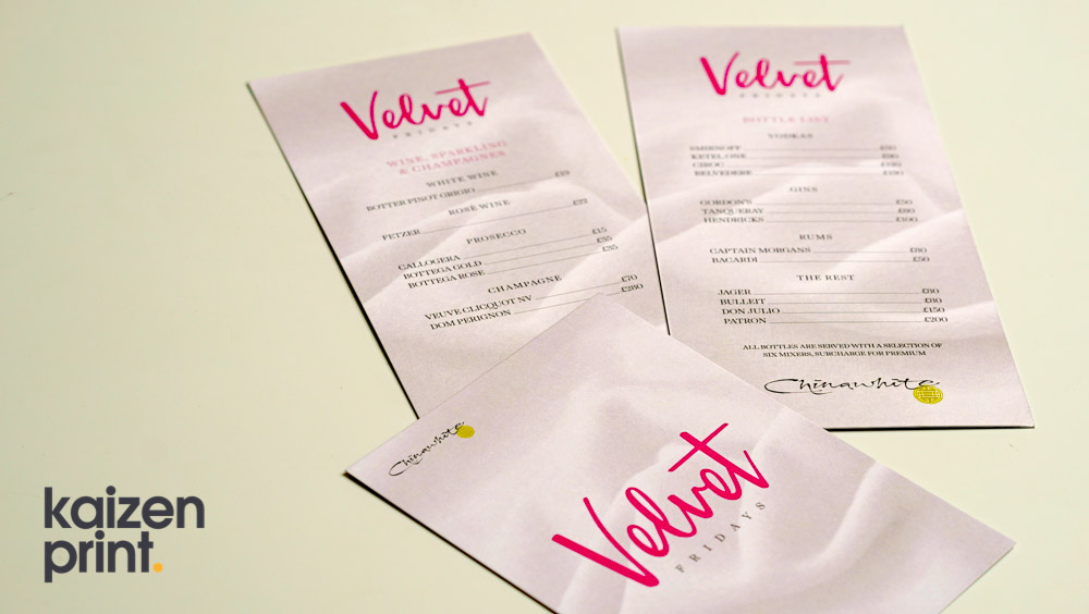 Leaflet Printing & Design - Varying Sized Leaflet Printing - Velvet - Belfast Printing - Kaizen Print