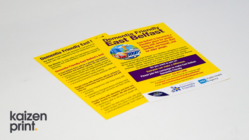 Dementia Friendly - Leaflet Printing - Belfast Printing - Kaizen Print