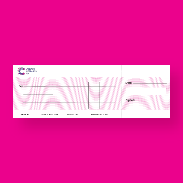 Presentation Cheque Printing - Cancer Research UK