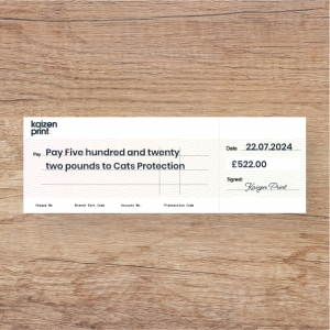 Personalized Presentation Cheque from Kaizen Print