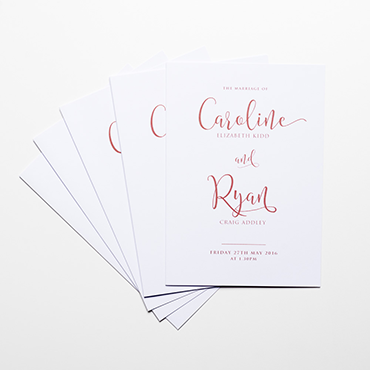 Caroline and Ryan Order of Service - Bespoke Wedding Stationery - Belfast Printing - Kaizen Weddings