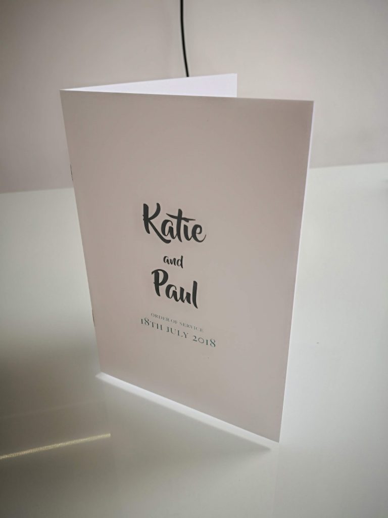 Katie and Paul - Order of Service - Bespoke Wedding Stationery - Belfast Printing - Kaizen Weddings