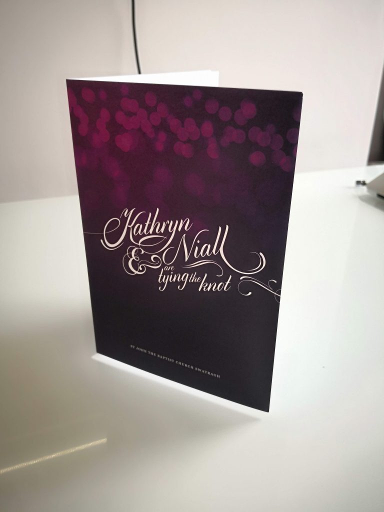 Kathryn and Niall - Order of Service - Bespoke Wedding Stationery - Belfast Printing - Kaizen Weddings