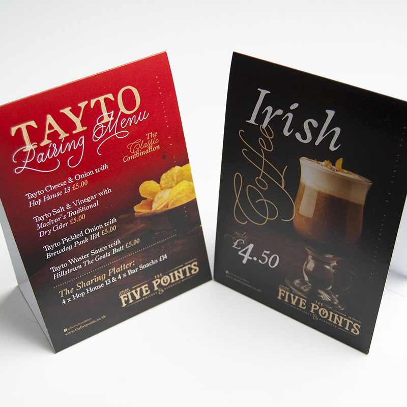 Table Tent Cards - The Five Points - Belfast Printing - Kaizen Print