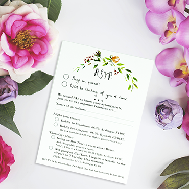 Wedding Stationery RSVP Card Printing