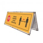 social distancing pvc banner and outdoor a-frame